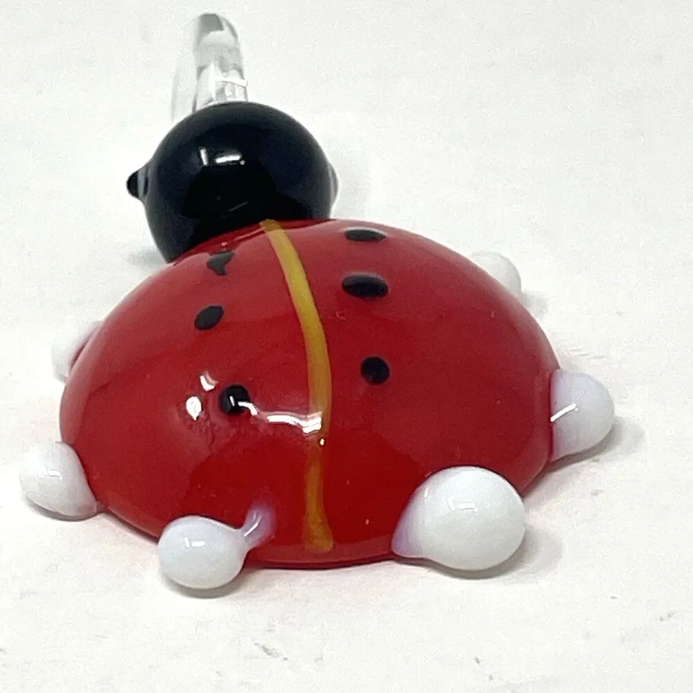 Art Glass Murano Ladybug Necklace Pendant‎ Good Luck Red Black Lady Bug Charm